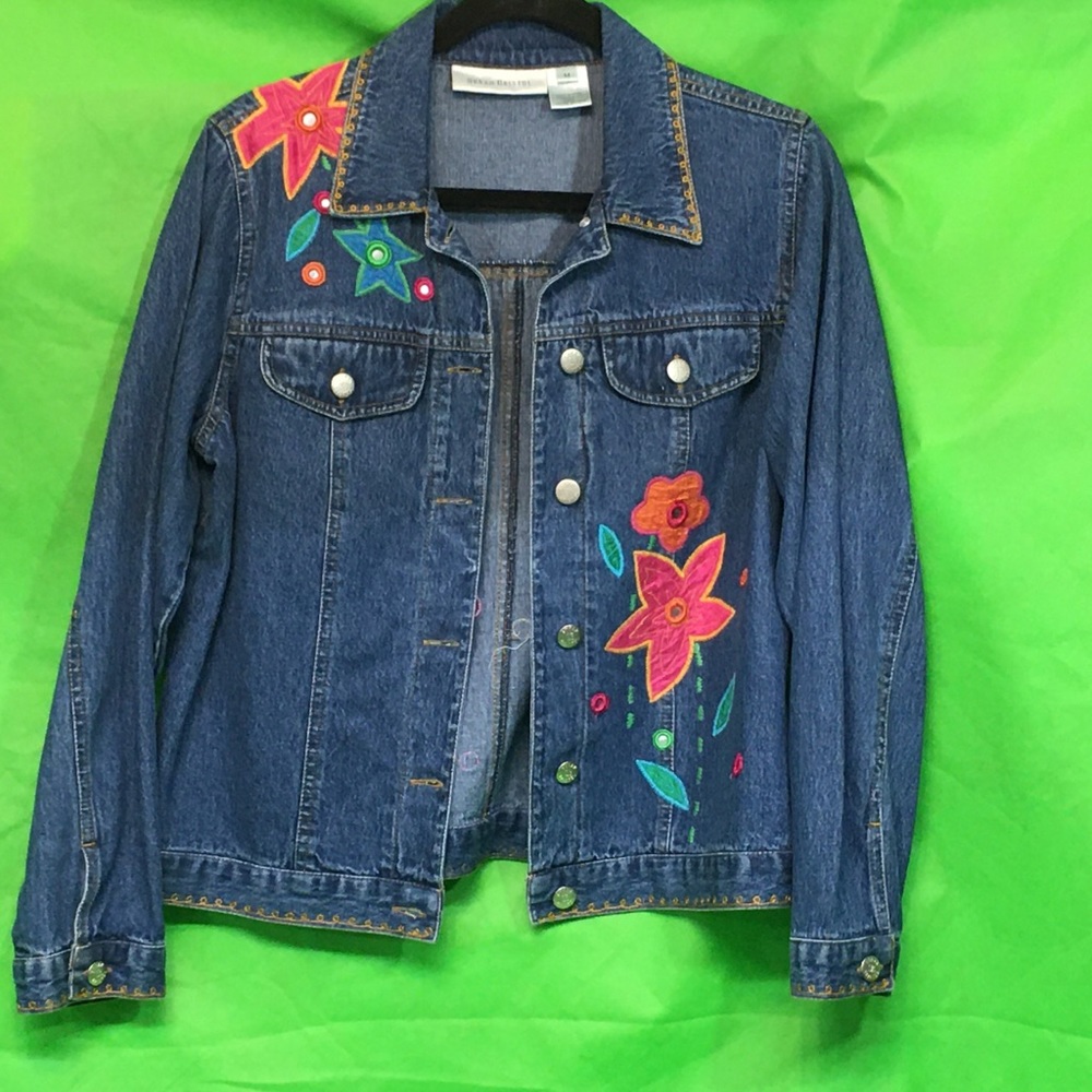 Susan Bristol Women’s Jean Jacket with Flowers